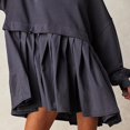 thumbnail image 4 of Womens Oversized Sweatshirt Dress Long Flowy Patchwork Pullover Tops Cute Drop Shoulder Sweatshirts Fall Long Sleeve Mini Dress Teen Girls Crewneck Solid Tunic Pleated Loose Clothing Beig, 4 of 8