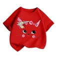 thumbnail image 3 of GDREDA Vêtements Fille Enfant Filles Mignon Mode Imprimé Col Rond Manches Courtes Tee Été Décontracté Ample Doux T-Shirt Hauts T-Shirt à Manches Courtes pour Fille Rouge,8-10 Ans, 3 of 5