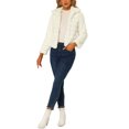 thumbnail image 2 of INSPIRE CHIC Veste Courte Duveteuse pour Femme en Fausse Fourrure à Col Rabattu, Ouverte à l'Avant, TP Blanc, 2 of 5