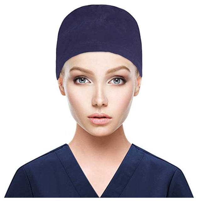 Scrub Cap With Buttons Bouffant Hat With Sweatband for Womens and Mens