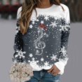 thumbnail image 2 of Kcodviy Femmes Décontracté Triple Neige Décontracté Manches Courtes Imprimé de Noël Col Rond Long Manteaux de Sport Femmes Manche Chandail à Capuchon Haut, 2 of 4