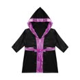 thumbnail image 3 of Alvivi Enfants Garçons Robe de Boxe Art Martial Muay Thaï Uniforme Manches Longues Kick Boxe Robe à Capuche Ensembles Noir&Rose C 16, 3 of 5