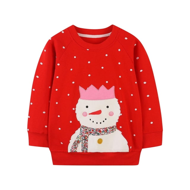 Robe à Manches Longues, Robe de Fête à Manches Longues, Nouveau Chandail de Noël à la Mode pour Enfants Imprimé à Manches Longues Chandail pour Enfants à Col Rond Chandail