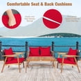 thumbnail image 4 of Patiojoy Ensemble de Meubles de Patio en Rotin 8 Pcs Cadre en Bois Canapé Coussiné avec Table Basse Ensemble de Canapé Sectionnel de Conversation pour Jardin Rouge, 4 of 8