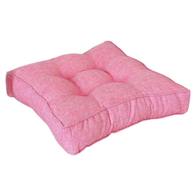 Coussin de Sol en Lin avec Rembourrage en Coton, Forme Ronde 40 cm pour Yoga Salon Balcon Bureau Extérieur Tatami