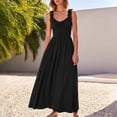thumbnail image 2 of AherBiu Robes d'Été pour Femmes 2024 Tendance Robe Maxi Sans Manches Col en V Fluide Taille Élastique Vacances Longues Robes, 2 of 7