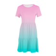 thumbnail image 4 of Weiqiqre Robes pour Femmes Été Décontractées à Manches Courtes Col Ras du Cou Robes T-Shirt Amples Évasées Mini avec Poches, 4 of 5