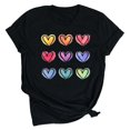 thumbnail image 1 of Meichang T-Shirts de la Saint-Valentin pour Femmes Imprimé Cœur Manches Courtes Col Rond Hauts Coupe Ample Pull T-Shirts Mignons Blouses, 1 of 2