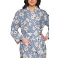 thumbnail image 4 of Moomaya Cotton Robe Women Long Printed Cotton Crossover Summer Bathrobes, 4 of 6