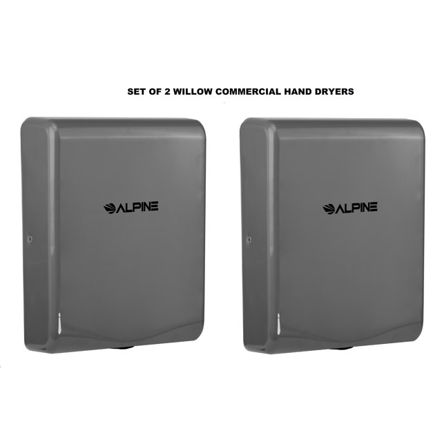 Alpine Industries Willow Commercial Gray High Speed Automatic Electric Hand Dryer 2 Pack