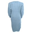 thumbnail image 5 of Robe Tricotée à Manches Longues pour Femmes Motif Crochet Unie Côtelée Robe Décontractée, 5 of 5