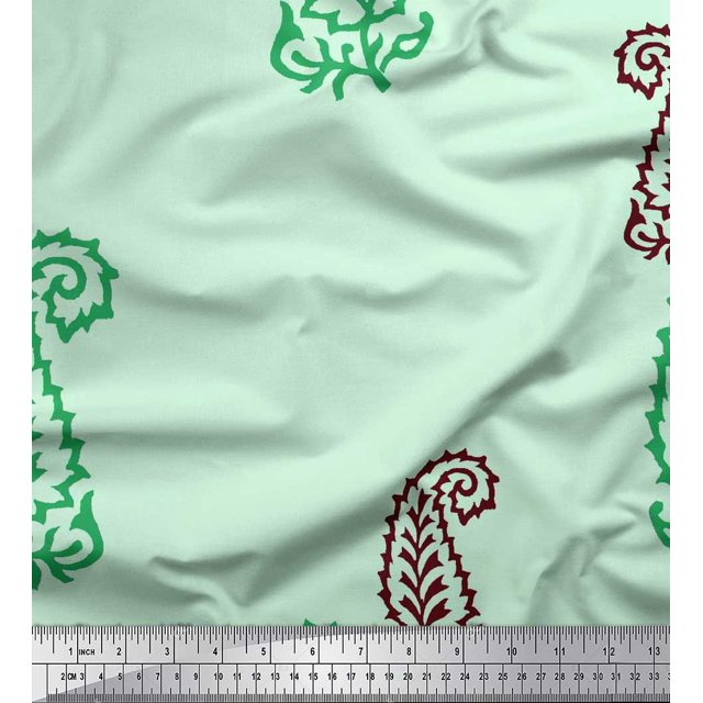 Soimoi Poly Georgette Fabric Paisley Block Decor Fabric Printed Yard 42 Inch Wide
