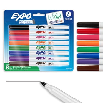 EXPO Dry Erase Markers, Low Odour Ink, Ultra Fine Tip, Assorted Colours, 8 Count