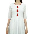 thumbnail image 1 of Bimba Kurti Ethnique de Designer pour Femmes, Robe Kurta Anarkali Évasée avec Pompon, 1 of 2