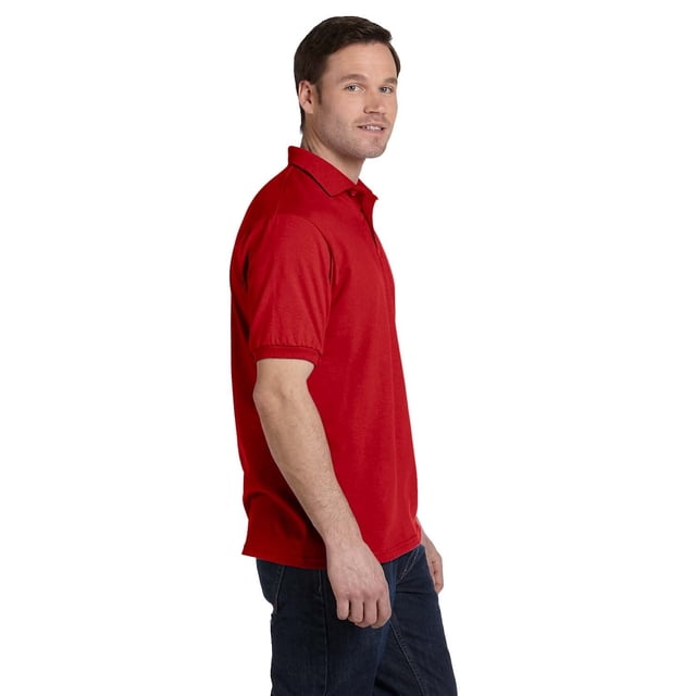 Hanes 054X Polo Jersey Comfortblend Ecosmart pour Adulte, Rouge Foncé - Petit
