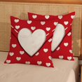 thumbnail image 2 of Housses de Coussin de la Saint-Valentin 16x16, Ensemble de 2, Coussins Décoratifs Blancs avec Cœurs d'Amour Rouges, Taie d'Oreiller Carrée pour la Saint-Valentin, Anniversaire, Style Ferme, Décoration de Fête, Housse de Coussin d'Extérieur pour Canapé, 2 of 6