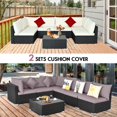 thumbnail image 4 of Costway 7PCS Patio Rotin Meubles Ensemble Sectionnel Canapés Blanc & Gris Housses de Coussin, 4 of 7