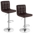 thumbnail image 1 of Set of 2 Bar Stool, Comfortable Swivel Adjustable PU Leather Bar Chair with Backrest, Soft Cushioned Seat, Footrest, Sturdy Metal Frame, Barstools for Kitchen, Pub (Black, White, Brown, Red), 1 of 8
