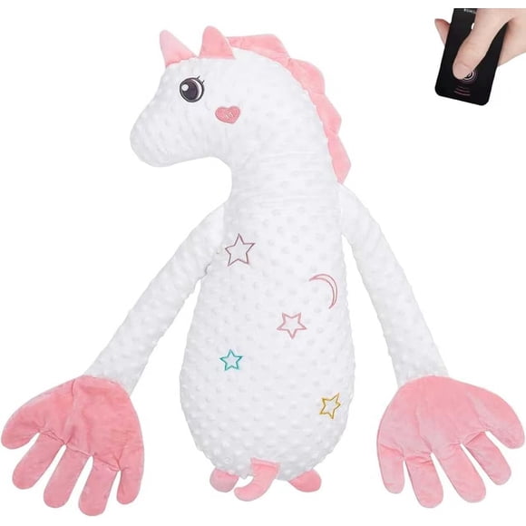 KANOHENO Coussin Apaisant à Tapoter, Coussin de Confort avec 3 Modes Réglables, Peluche Interactive pour Déco Maison, Siège d'Auto, l'Heure du Coucher et Voyage