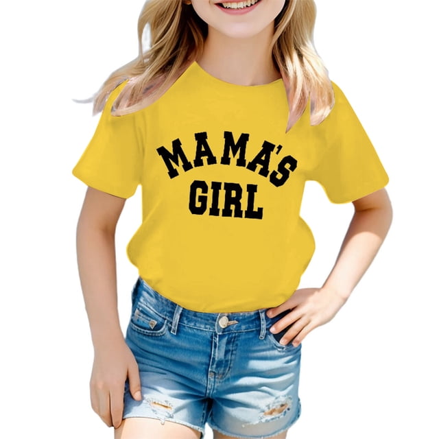 T-shirt Décontracté d'Été pour Fille, Mignon, à Imprimé Graphique, Col Rond, Manches Courtes