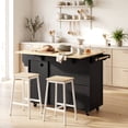 thumbnail image 3 of HOMCOM Kitchen Island w/ Drop Leaf, Rolling Kitchen Cart w/ Storage, Black, 3 of 11