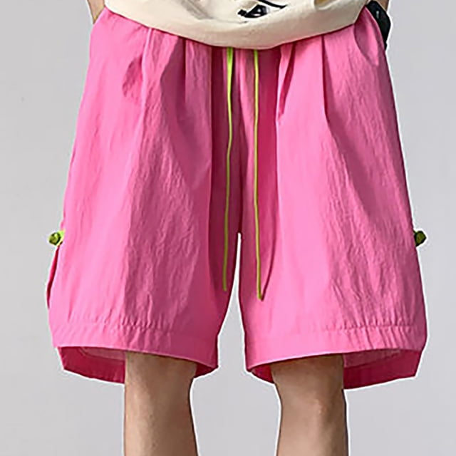 TopLLC Mens Shorts, Men shorts Shorts Men's Wide-Leg Style Solid Color Drawstring Pocket Quick Drying Casual Work Shorts.