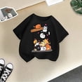 thumbnail image 2 of HNMKIU T-Shirt d'Été Décontracté pour Filles avec Imprimé Graphique Mignon, Col Rond, Manches Courtes, T-Shirt Confortable pour Enfants, Noir, 8-9 Ans, 2 of 4