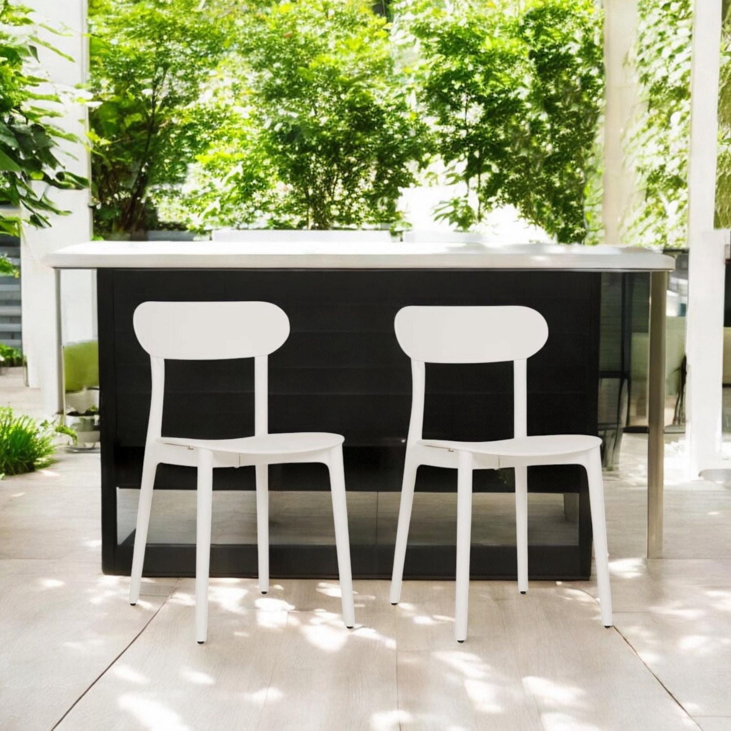 Patioflare Stacking Chair Set, Cream, 2-Pack