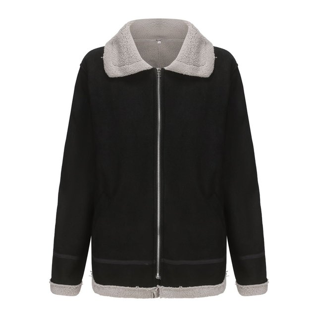 Pisexur Leather Jacket Men Men's Fall And Winter Faux Zipper Cardigan Solid Color Woolen Coat Jacket Motorcycle Jacket