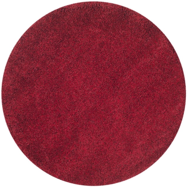 Safavieh California Tapis Shag Uni en Peluche, Rond avec un Velours de Polypropylène dense de 4,5 Kg/m2 en Rouge Foncé, Offrant une texture Pelucheuse Idéale comme Tapis d'Accent pour la Déco de la Maison et Convenant à Ajouter de la Chaleur aux Espaces de Vie.