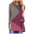 thumbnail image 1 of CEHVOM Blouse Décontractée Aguichant Mode Col Rond Imprimé Rayé Manches Longues pour Femmes Liquidation, 1 of 5