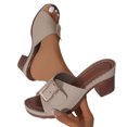 thumbnail image 4 of HWRETIE Women's Plus Size Flip Flops Thick Heel Round Toe Buckle High Heel Summer Beach Sandals, 4 of 7