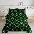 thumbnail image 1 of Erosebridal Teens Abstract Bedding Full Comforter Set, Green Strpied Geometry Down Comforter, Modern Fashion Decor, Lightweight, 1 of 8