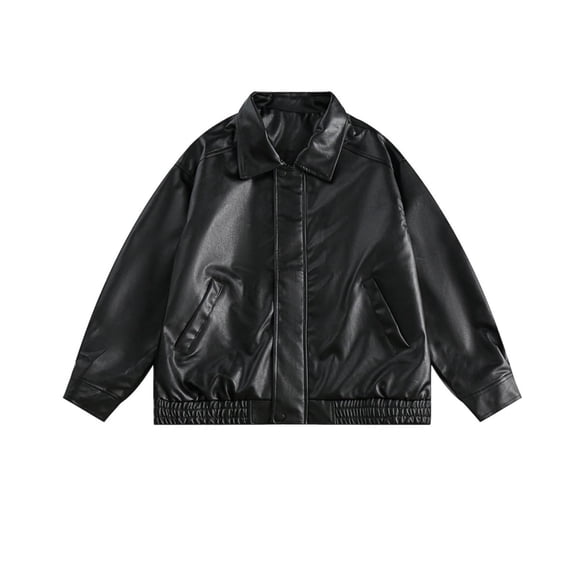 LOVZFMLL Jackets for Womens Solid Color Lapel Pocket Short Leather Jacket Long Sleeved Hooded Leather Jacket
