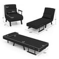 thumbnail image 3 of Costway Fauteuil-Lit Convertible Pliant à 6 Positions, Fauteuil Lounge Canapé avec Oreiller, Noir, 3 of 10