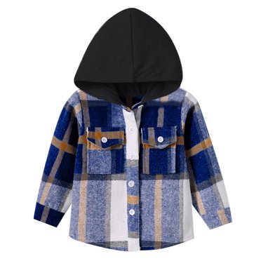 FhsagQ Jacket Boys Christmas Jackets Size 10-12 Lightweight Toddler Boys Boys Shirt Coat Jacket Plaid Long Sleeve Kids Tops Hooded Outwear Boys Jackets Size 10-12 White Gray 12-18 Months