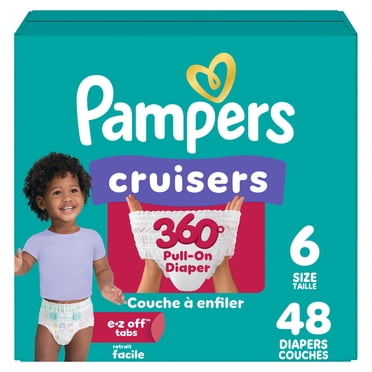 Pampers Couches - Cruisers 360° - Taille 6, Ajustement Anti-Fuites jusqu'à 100 %, Conçues pour les Bébés Actifs, Couche-Culotte à Enfiler, Attaches Faciles à Enlever Conçues pour des Changes Faciles