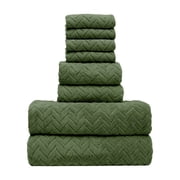 Bath Towel Set 8 Piece Velvet Absorbent Soft Household Towels 30x30 cm Face Towels 35x75 cm Washcloths 70x140 cm Bath Towels in Army Green Gray Black Green Coffee