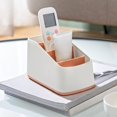 thumbnail image 4 of Orange Plastic Desktop Organizer With 4 Compartments For Office Supplies Stationery Pens Cards Small Storage Box Space Saving #S3gOS, 4 of 6