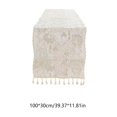 thumbnail image 3 of Birdeem White Lace Table Runner with Tassels,Decorative Table Cover for Dining Table,Sideboard,and Cabinet, 3 of 9