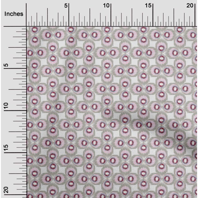 oneOone Cotton Poplin Fabric Peacock Feather Ikat Printed Craft Fabric BTY 56 Inch Wide
