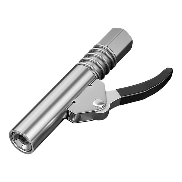 Heavy Duty Grease Injector Nozzle with Lock Handle, Stainless Steel Coupler for Leakproof Lubrication, Ergonomic Double Handle for Easy Use in Tight Spaces