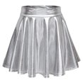 thumbnail image 1 of Shiny Flared Pleated Skirt, Solid Color Mini Polyester Fiber Metallic Glossy Skirt Fashionable  For Performance Black,Red,Golden,Purplish Red,Purple,Silver, 1 of 6
