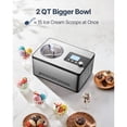 thumbnail image 2 of KFFKFF Ice Cream Machine with Integrated Compressor, 2 Quart Non-Prechill Fruit and Yogurt Device, Stainless Steel Electric Frozen Dessert Creator, 3 Setting Gelato Producer, Silver, 2 of 9