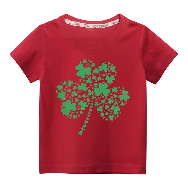 TopLLC St. Patricks Day Chemises pour Femmes Hauts de Sarrau St Patricks Day Tout-Petits Enfants Garçons Filles Mode Mignon Col Rond Imprimé Manches Courtes Haut