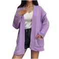 thumbnail image 2 of RXIRUCGD Chemise Blouse à Manches Longues à Col en V pour Femme, Rayée, Ample, à Agencement de Couleurs, Violet, Taille : L, 2 of 4