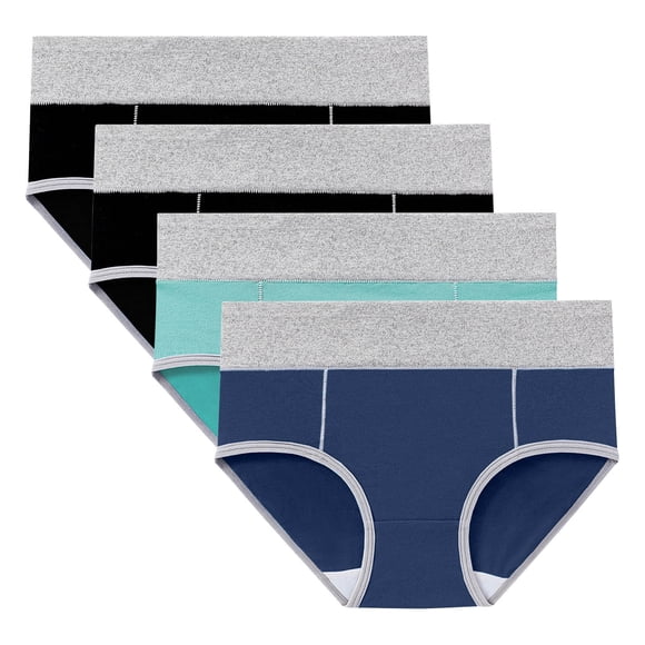 Rbaofujie 4PC Women's Comfortable High Waisted Panties Women's Physiological Underpants Woman Underwear Bikini Panties For Women