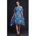 thumbnail image 3 of Bimba Blue Bird Printed Womens Cold Shoulder Tunic Party Round Neck Shift Dress - XXX-Large, 3 of 6