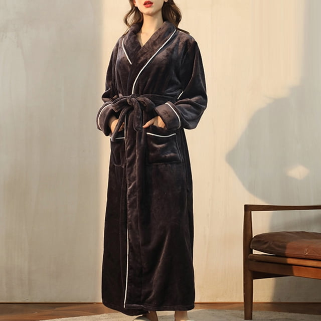 Gift TIMIFIS Mens Womens Robe Soft Plush Fleece Hooded Bathrobe, Full Length Long Warm Lounge Robe Spa Bath Robe with Hood pring/Summer
