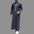 thumbnail image 1 of Ceisia Men's Embroidered Stand Collar Robe Relaxed Fit Long Sleeve Muslim Thobe Blue M Gifts, 1 of 7